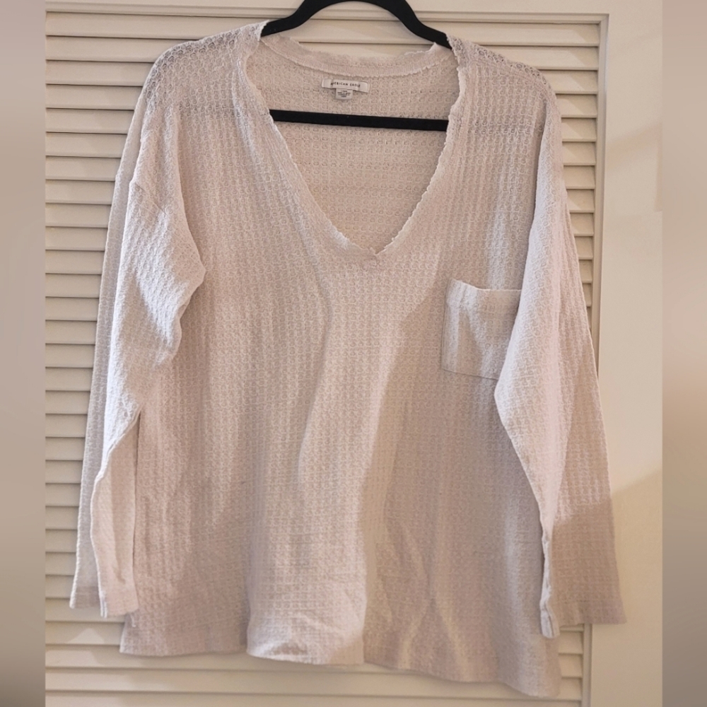 American Eagle Outfitters- Waffle Material Long-Sleeve Lightweight Top
